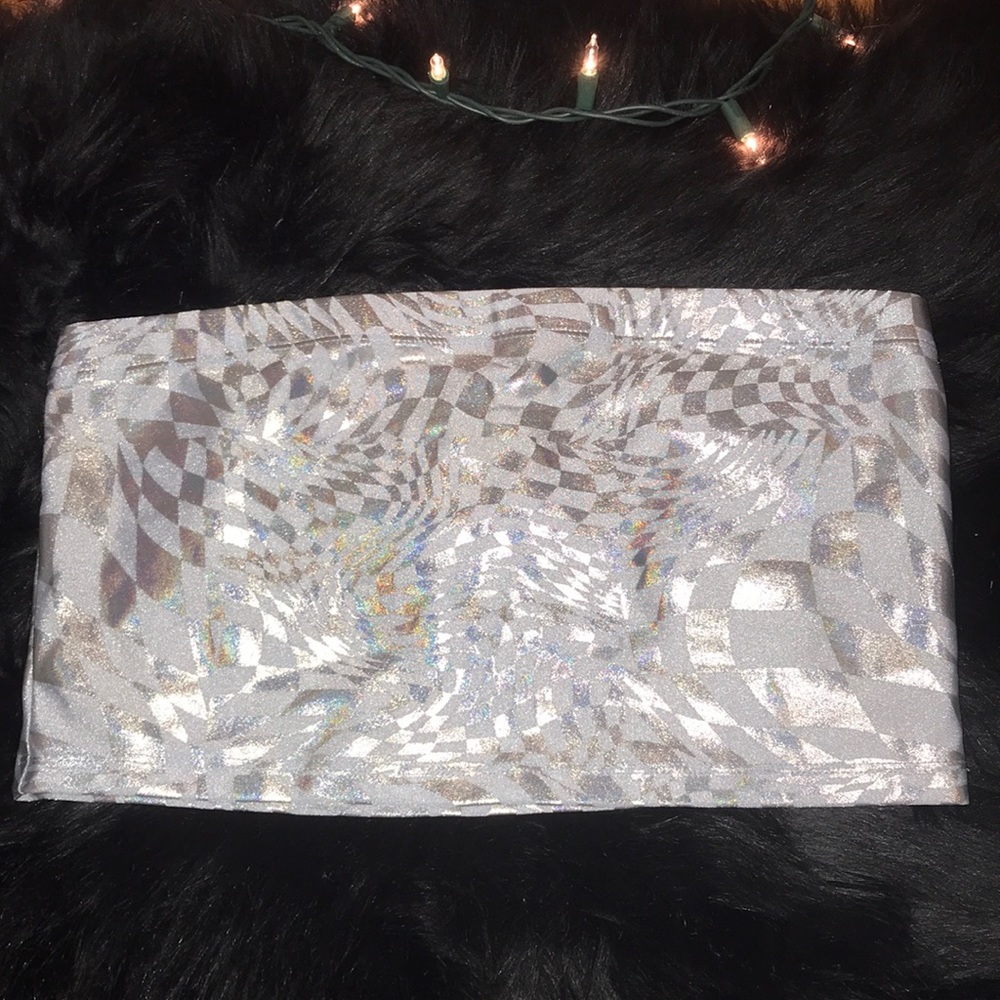 Shiny Reflective Sliver Tube Top/ Bando